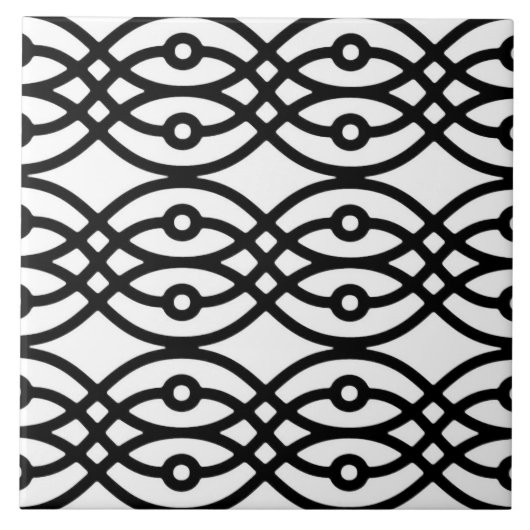 着物プリント、黒と白 タイル (正面)