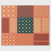 着物ミックスパターン赤 ラッピングペーパー (フラット)