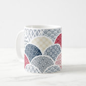 着物ラインアート伝統的:幾何学模様 コーヒーマグカップ (正面左)