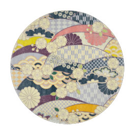 着物伝統的日本のフローラ花ガラス カッティングボード