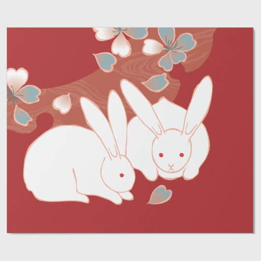 着物可愛日本のいウサギファインアート ラッピングペーパー (フラット)
