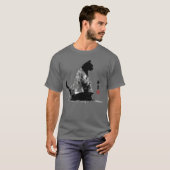 着物墨絵の禅猫女子 Tシャツ (正面フル)