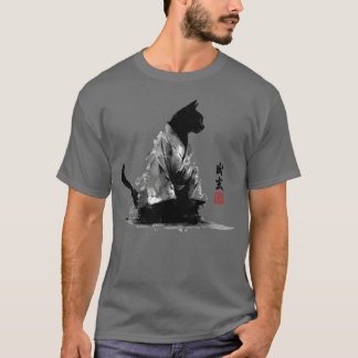 着物墨絵の禅猫女子 Tシャツ