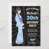 着物女子の誕生日パーティー招待状 招待状 (正面)