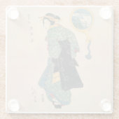 着物女日本の女の遊女アート ガラスコースター (裏面)