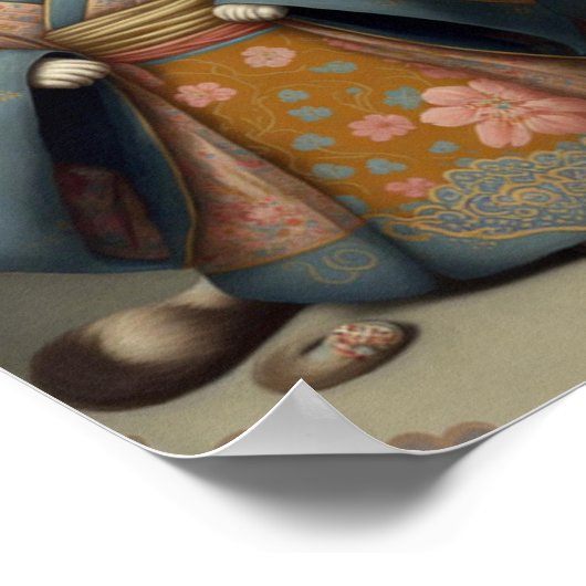 着物子猫姿の芸者の少女として甘い着物 ポスター (角)