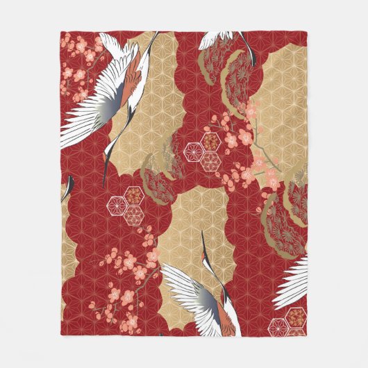 着物日本のさくらんぼ フリースブランケット (正面)