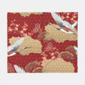 着物日本のさくらんぼ フリースブランケット (正面(横))