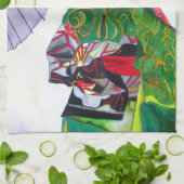 着物日本のと傘の芸者芸 キッチンタオル (折り畳み)