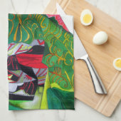 着物日本のと傘の芸者芸 キッチンタオル (四つ折り)