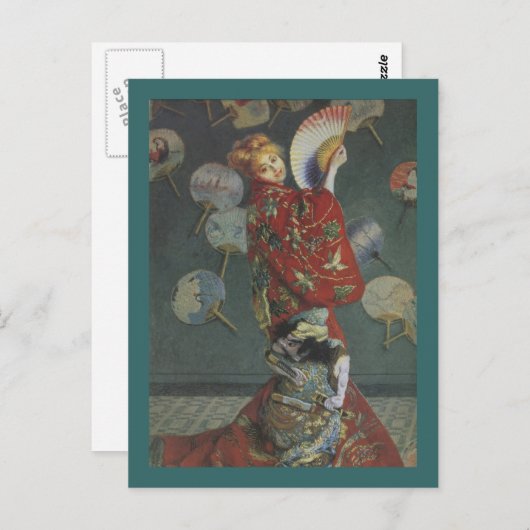 着物日本のと扇子のカミーユ ポストカード (正面/裏面)