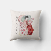 着物日本のと桜の芸者の水色 クッション (裏面)