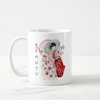 着物日本のと桜の芸者の水色 コーヒーマグカップ