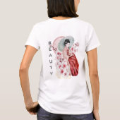 着物日本のと桜の芸者の水色 Tシャツ (裏面)
