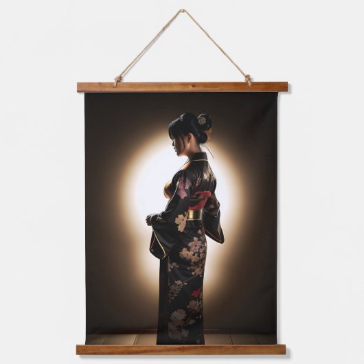 着物日本ののシルエット 吊り下げ型タペストリー (正面3)