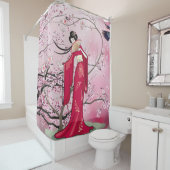 着物日本のの秋の女性 シャワーカーテン (インサイチュ)