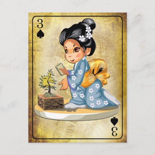 着物日本のを着た女の子 ポストカード (正面)