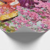 着物日本のを着た女性 – シャワーカーテン ラッピングペーパー (角)