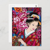 着物日本のを着た女性 ポストカード (正面/裏面)