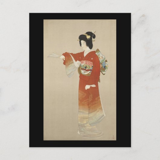 着物日本のを着た女性 ポストカード (正面)