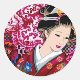 着物日本のを着た女性 ラウンドシール