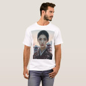 着物日本のを着た女性 Tシャツ (正面フル)