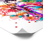 着物日本のパラソルの美人 ポスター (角)