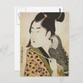 着物日本のヴィンテージアートの鷹匠 ポストカード (正面/裏面)