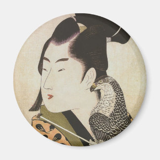 着物日本のヴィンテージアートの鷹匠 マグネット