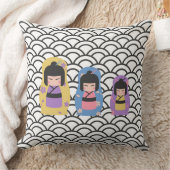 着物日本の人形四角クッション クッション (ブランケット)