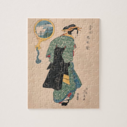 着物日本の女:浮世絵木版プリント ジグソーパズル (縦)