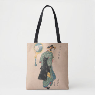 着物日本の女:浮世絵木版プリント トートバッグ
