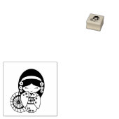 着物日本の姿の傘の芸者ガール2 ラバースタンプ (押印)