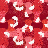 着物日本の柄の赤い銀杏パッチワーク ラッピングペーパー