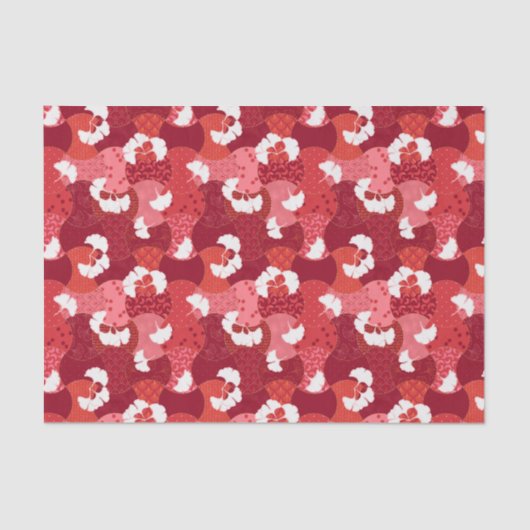 着物日本の柄の赤い銀杏パッチワーク 薄葉紙 (正面)