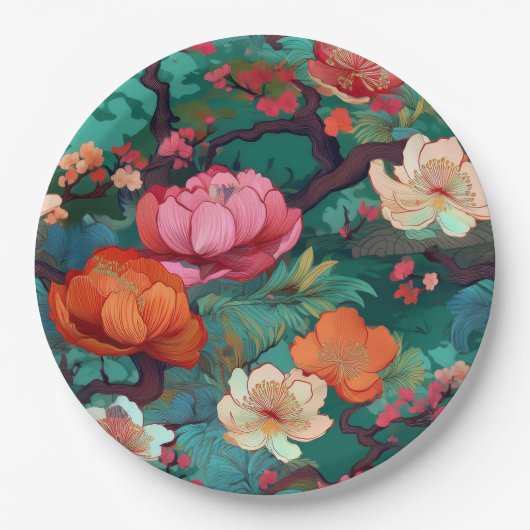 着物日本の柄 ペーパープレート (正面)