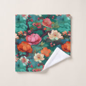 着物日本の桜と牡丹 バスタオルセット (ウォッシュタオル)