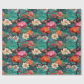 着物日本の桜と牡丹 ラッピングペーパー (フラット)