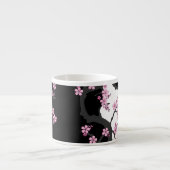 着物日本の白黒ピンク桜 エスプレッソカップ (正面)
