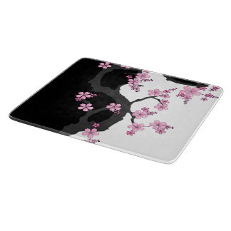 着物日本の白黒ピンク桜 カッティングボード