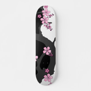 着物日本の白黒ピンク桜 スケートボード