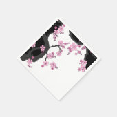 着物日本の白黒ピンク桜 スタンダードカクテルナプキン (角)