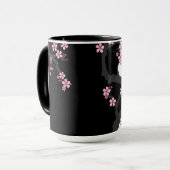 着物日本の白黒ピンク桜 マグカップ (正面左)