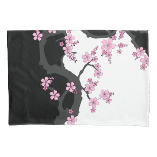 着物日本の白黒ピンク桜 枕カバー