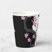 着物日本の白黒ピンク桜 紙コップ (左)