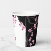 着物日本の白黒ピンク桜 紙コップ (右)