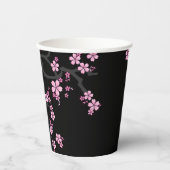 着物日本の白黒ピンク桜 紙コップ (正面)