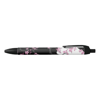 着物日本の白黒ピンク桜 黒ボールペン