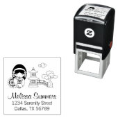 着物日本の着の傘の女の子 セルフインキングスタンプ (インサイチュ)