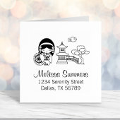 着物日本の着の傘の女の子 セルフインキングスタンプ